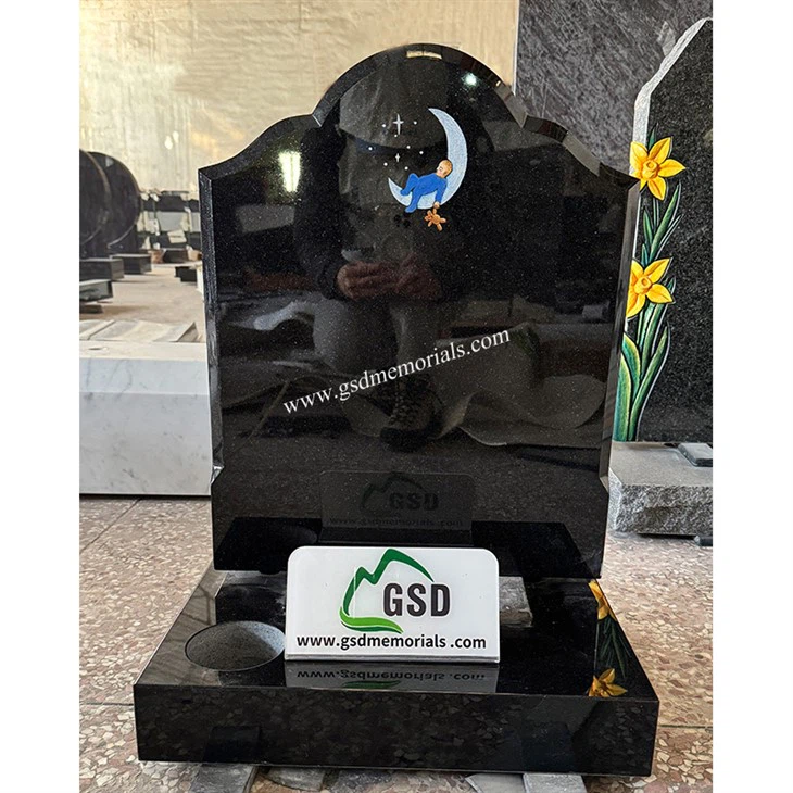 Granite Etch Moon with baby tombstone